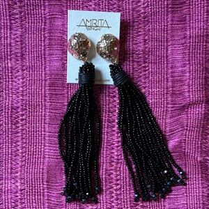 Amrita Singh Black and Gold Tassel Earrings